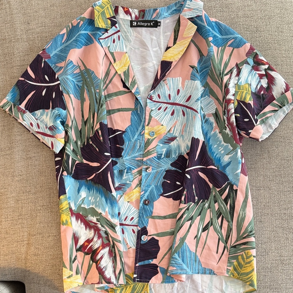 Allegra K Multicolor Tropical Print Shirt
